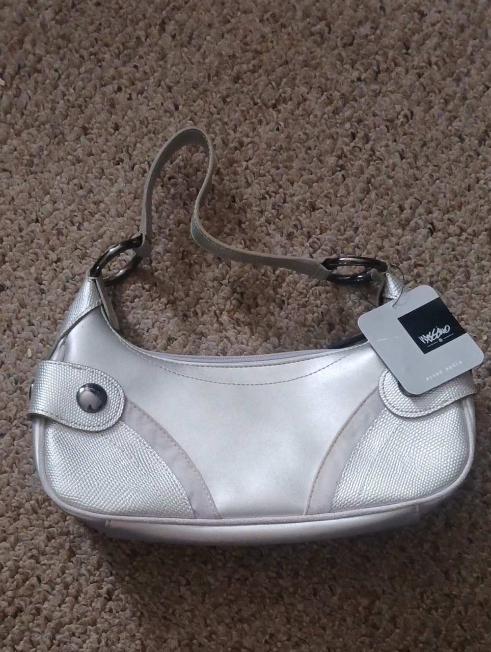 Mossimo Silver Women’s Shoulder Bag - Unbranded Elegant Metallic Hobo